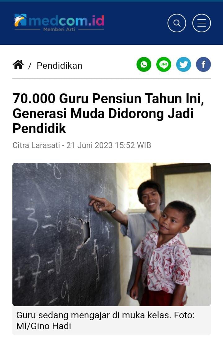 70.000 Guru Pensiun Tahun ini, Generasi Muda Didorong Jadi Pendidik